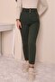 Khaki Jeans with High Waist and Elastic Waist - 3