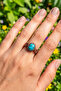 Women's Copper Bracelet Ring Set - Turquoise Natural Stone Model Set with Metal Box - 4