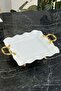 Luxury Gold Porcelain Plate with Feet and Handles, Square & Serving Tray, Footed Serving Plate Tray - 6