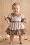 Eid Retro Ruffled Baby Collar Short Muslin Baby Dress -Beige