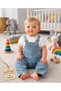 Colorful Floral Embroidered Denim Look 2-Piece Girls' Salopet Set 6-9/9-12/12-18/18-24 Months - 2