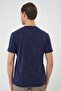 Comfort Fit Crew Neck Tie-Dye Look Stretchy Cotton Navy Blue T-Shirt Ts 905 - 5