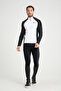 Black Sleeve White Garnished Zippered Long Sleeve Men's Riding T-Shirt - 2