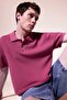 100% Cotton Relax Fit Basic Short Sleeve Knitwear Purple Polo T-Shirt G3416Ax26Sm