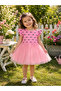 Heart Patterned Tulle Girl's Pink Summer Dress