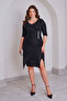 Double-Breasted Collar Evening Dress with Stone Details - 4
