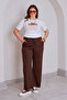 Wide-Lettered Legs Modal Pants with Elastic Waist and Laces