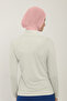 Women's Long Sleeve Half Turtleneck Combed Cotton Stretch Fabric Body -Ecru - 5