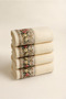 FIORE 4-piece Towel Set 100% Cotton Certified, Floral Print Hand / Face / Kitchen Towel 50x90cm - 5