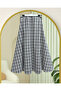 Elastic Waist Plaid Patterned Polyviscon Skirt - Light Gray - 2