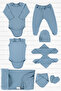 Derry Unisex 9 Piece Hospital Discharge Set Organic Cotton Newborn Set - Blue - 2