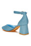 Women Glitter Block Heel Sandals in Blue - 3