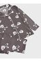 Cotton Lilac Color Rabbit Patterned Shirt Collar Buttoned Seasonal Pajama Set with Sleep Band Suitable for Girls and Mothers - 5