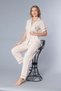 Short Sleeve Striped Woven Pajama Set 88-132