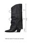Black Leather Women's Heeled Boots 39Wc2376 - 3