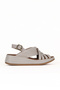 Gray Leather Women's Wedge Heeled Sandals 01We3201