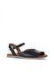 Black Khv-Beige Leather Women's Flat Sandals 01Wa5702 - 2