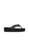 Black Straw Women's Wedge Heel Piece Set Slipper 26Wt190244