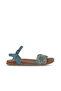 Blue Leather Women's Sandals 01Wu4250
