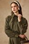 Scarf Collar Shirt Skirt Modal Double Set Khaki 9460-Tk - 7