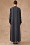 Pattern and Stone Detailed Cupra Silk Large Size Robe Black 6857 - 5