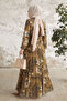 Serena Flower Pattern Pleated Chiffon Hijab Dress - Earth - 6