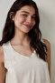 Stone Color Freya V-Neck Wide Strap Tank Top Pajamas - 2