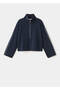 Zippered Collar Contrast Striped Sweatshirt - 3