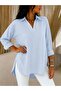 Women's Three-Quarter Sleeve Collared Button-Front Shirt - 2