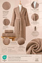 Women's Bathrobe Set 100% Cotton Certified 3-Piece Striped Shawl Collar Bathrobe and Towel Set - Beige - 4