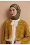 Amora Pattern Cotton Silk Scarf Khaki