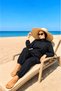 Lina Elastic Waistband Water-Repellent Fabric Plain 3-Piece Set Hijab Swimsuit Beachwear Burkini - 7