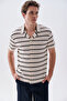 Men's Off-White Striped Comfort Fit Resort Collar Short Sleeve Shirt