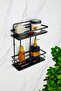 Bathroom and Cosmetic Organizer with Crystal Shelf and Stainless Lamas Double Black Bathroom Shelf Shampoo Rack - 3