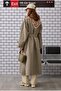 Funnel Neck Long Trench Coat Light Mink - 4