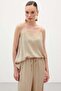 Satin Blouse with Strap - Beige - 5