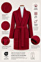 Burgundy Striped Bathrobe 100% Certified Cotton Shawl Collar Unisex Bathrobe / Dressing Gown 340 Gr/M2 - 3