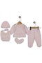 Baby Girl Lace Flower Embroidered 100% Cotton 0-3 Months 5-Piece Newborn Hospital Release Zibin Set - 2