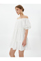 Mini Madonna Collar Dress Off-The-Shoulder Layered Daisy Detail