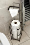 Mat Black Spare Toilet Paper Holder with Stand, Stainless Premium Series WC Paper Holder Hanger - 3