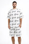 Men's Oversized Front and Back Printed T-Shirt Shorts Set Comfortable Fit Summer Casual Combination - White - 2