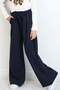 Girl's Pants with Pinstripe Stripes and Double Waist Detail, Ages 8-14, Navy Blue - 2