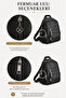 Women's Black Mini Multi-Compartment Leather Backpack – Daily Use Bag with Flap Pocket Detail - 8