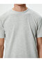 Basic T-Shirt Fabric Detailed Crew Neck Slim Fit Textured - 5
