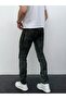 Men's Black Slim Fit Distressed and Paint Detailed Denim Trousers – Street Style, Comfortable Fit - 4