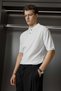 Men's Relaxed Fit Ribbed Knitwear Polo Neck T-Shirt White - 3