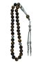 Natural Stone Tiger's Eye Prayer Beads, 33 Beads Silver Color Dual Model Tassel Rosary, Gift Boxed
