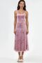 Floral Print Midi Dress with Heart Neckline - 8