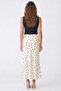 Black Polka Dot A-Line High Waist Satin Skirt - Cream Polka Dot - 3