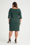 Women's Green Boat Neck Three Quarter Sleeve Plus Size Stretchy Crepe Dress - 7